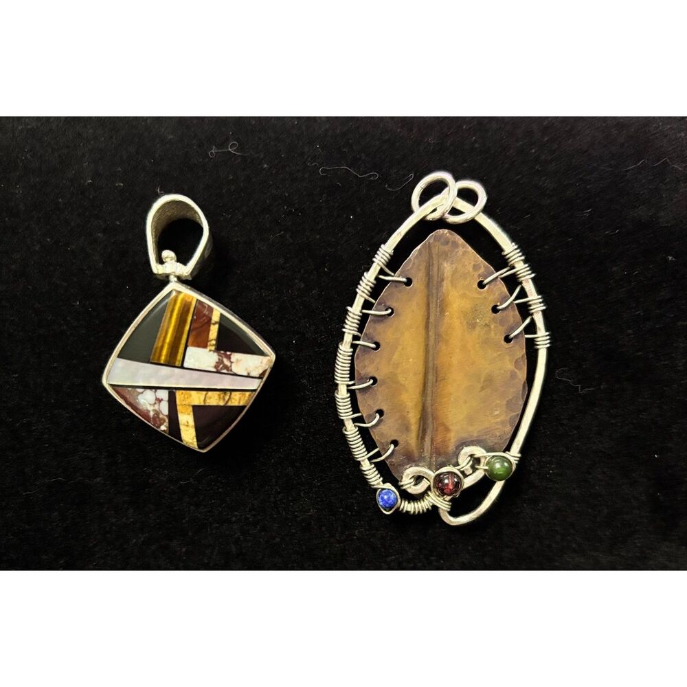 Set of Handcrafted Sterling Silver Native American Pendants